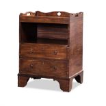 A GEORGE III MAHOGANY NIGHTSTAND the rectangular top surmounted by a pierced three-quarter gallery