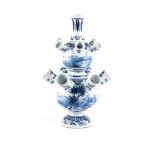 A DUTCH DELFT DOUBLE GOURD TULIP VASE, DE STAR, 1660 – 1804 each bulbous shape with six apertures,