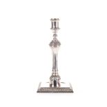 A LATE VICTORIAN SILVER CANDLESTICK, THOMAS BRADBURY, LONDON, 1897 the tapering fluted column
