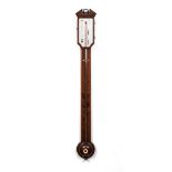 AN 18TH CENTURY MAHOGANY STICK BAROMETER, STAMPED 180, J M RONKETTI, CIRCA 1785 the rectangular