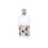 AN EDWARDIAN SILVER AND CUT-GLASS HIP FLASK, SPURRIER & CO., BIRMINGHAM, 1909 the lower half of