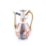 A CHINESE IMARI COFFEE POT the tapering ovoid body painted in vertical alternating panels