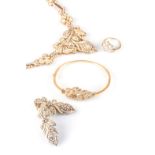 AN 18K YELLOW GOLD AND DIAMOND SUITE the necklace, earrings, bangle and ring are set with 232