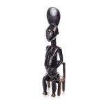 A SEATED FEMALE FIGURE, ATTYE, KULUNGA LAKE REGION, WEST AFRICA distress 58,5cm high PROVENANCE