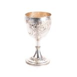 AN ENGLISH SILVER GOBLET,EDWARD KER REID, LONDON, 1873 the ovoid body repousséd with acanthus