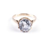 AN ANTIQUE SOLITAIRE RING 9k yellow gold solitaire with an inconclusive centre stone