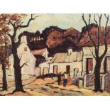 David Botha (South African 1921-1995) HOUSES WITH TREES unsigned oil on canvas 29,5 by 39,5cm