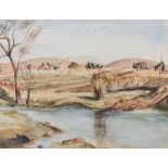 Maud Frances Eyston Sumner (South African 1902-1985) LANDSCAPE WITH LAKE signed watercolour and