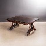 AN IRISH ROSEWOOD WILLIAM IV LIBRARY TABLE, MANUFACTURED BY WILLIAMS AND GIBTON the rounded