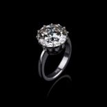 A 6.03CT DIAMOND SOLITAIRE RING the 12 claw-set 6.03ct diamond, colour K, clarity SI2 in a crown