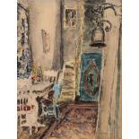 Maud Frances Eyston Sumner (South African 1902-1985) INTERIOR SCENE signed mixed media on paper 40