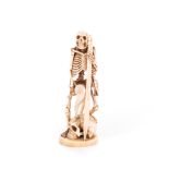 A JAPANESE IVORY OKIMONO OF A SKELETON, MEIJI PERIOD, 1868 – 1912 NOT SUITABLE FOR EXPORT the