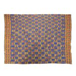 A KENTE CLOTH, GHANA blue and yellow 326cm long, 228cm wide