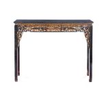 A SOUTHERN CHINESE GILT BLACK LACQUERED FORMAL SIDE TABLE, QING DYNASTY, LATE 19TH CENTURY the