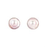 A PAIR OF MABÉ PEARL EAR STUDS each setting centred with a pink mabé pearl and mother-of-pearl edge,