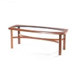 A TEAK COFFEE TABLE MANUFACTURED BY NATHAN FURNITURE, 20TH CENTURY the shaped rectangular top with