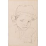 Maggie (Maria Magdalena) Laubser (South African 1886-1973) YOUNG BOY signed pencil on paper 26 by