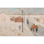 John Koenakeefe Mohl (South African 1903-1985) BACK FROM WORK IN SNOW signed and inscribed 'in the