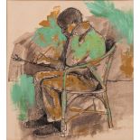 Anthony Strickland (South African 1920-2000) SEATED MAN SKETCHING signed mixed media on paper 25