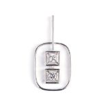 A RETRO DIAMOND PENDANT the two diamonds weighing 0.71ct and 0.87ct are I/J in colour and VVs2 in