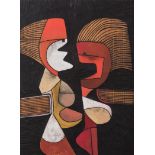 Cecil Edwin Frans Skotnes (South African 1926-2009) TWO ABSTRACT FIGURES signed carved, painted