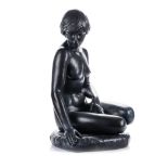 A LLADRÓ SEATED LADY IN BLACK, CIRCA 1983 depicting a matt black porcelain sculpture of a nude