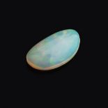 A 9.33CT OPAL the oval cut cabochon opal is milky reddish in colour and accompanied by an ATG