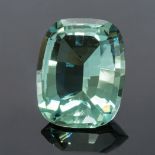 A 87.15CT AQUAMARINE the step cushion cut sea blue green aquamarine is accompanied by an ATG