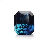 A 26.08CT SAPPHIRE the radiant cut teal blue sapphire accompanied by an ATG certificate, reference