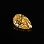A FANCY VIVID YELLOW DIAMOND the 3.54ct modified brilliant pear cut, clarity I1 is accompanied by