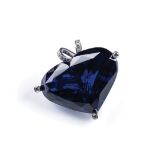 A TANZANITE AND DIAMOND PENDANT the heart shape tanzanite, weighing 265.918cts is blue violet, AAA+,