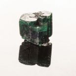 CLUSTER OF EMERALD CRYSTALS Parallel cluster of three well formed emerald crystals recovered from