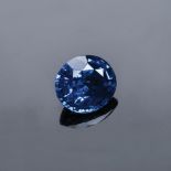 A 4.64CT BLUE SAPPHIRE the brilliant step oval blue sapphire is accompanied by a GRS certificate.