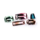 132.94CT OF ASSORTED TOURMALINE (5) five tourmaline of various cuts, colours and sizes (5)