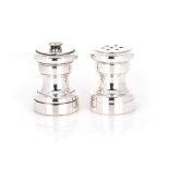 A PAIR OF CAPSTAN SILVER SALT AND PEPPER SHAKERS, TIFFANY, USA, MODERN pepperette 6cm high