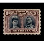 RHODESIA - BSAC - 1910 8d BLACK and PURPLE - MINT - CERTIFIED A very rare item in superb