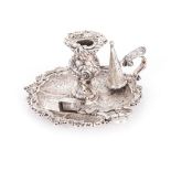 A GEORGE IV SCOTTISH SILVER CHAMBERSTICK, J. MCKAY, EDINBURGH, 1821 shaped circular with acanthus-