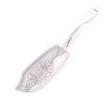 A GEORGE IV SILVER FISH SLICE, THOMAS DEATH, LONDON, 1821 the blade pierced and engraved with two