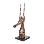 MALIAN KURUMBA ANTELOPE HELMET height: 173cm the polychrome painted mask with elongated snout