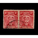 RHODESIA - BSAC - 1913 1d RED USED PAIR - RARE PERF 13 ½ - CERTIFIED A very rare genuine item,