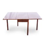 A MAHOGANY PEMBROKE TABLE, 19TH CENTURY the hinged rectangular top on square section legs 71cm high,