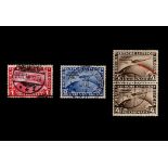 GERMANY - 1933 USED AIR SET ‘CHICAGO WORLD EXHIBITION’ 4M WITH COMET VARIETY 1m carmine (single); 2m