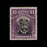 RHODESIA - BSAC - £1 BLACK and PURPLE ADMIRAL - PERF 15, DIE II - MINT Excellent mint condition with