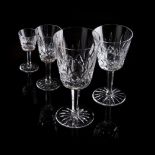 A PART SUITE OF WATERFORD 'LISMORE' PATTERN CRYSTAL GLASSES comprising: 6 white wine, 6 claret, 4