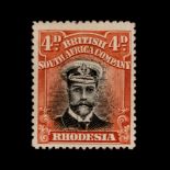 RHODESIA - BSAC - 4d BLACK and DEEP ORANGE–VERMILLION ADMIRAL - PERF 15, DIE II - MINT - CERTIFIED A