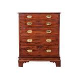 A MAHOGANY CHEST OF DRAWERS, 19TH CENTURY the rectangular top above five graduating drawers, on