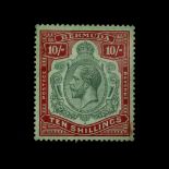 BERMUDA - 1924 - 10s GREEN & RED/PALE EMERALD - UNMOUNTED MINT Excellent unmounted mint condition