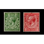 GREAT BRITAIN - 1913 - ½d and 1d COILS WITH JOINS ½d Green and 1d Scarlet Coils, unmounted mint.