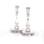 A PAIR OF SILVER SHABBAT CANDLESTICKS, ISRAEL, .925 STD, 20TH CENTURY the four-sided tapering stem
