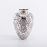 A MIDDLE EASTERN SILVER VASE, HALLMARKS INDISTINCT, LATE 19TH CENTURY of ovoid form, the whole